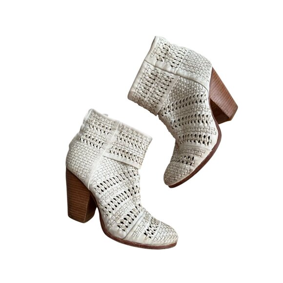 RAG & BONE Off White Woven Leather Ankle Boots Size 39.5 / 9.5 - Picture 5 of 12